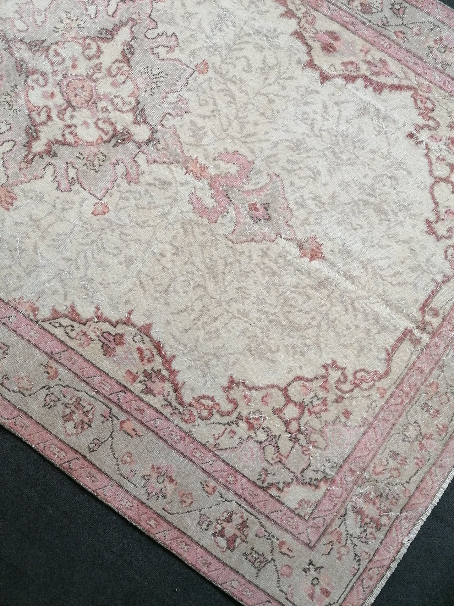 5.5x9.7 Large vintage pink pastel rug  oushak handmade wool rug, muted area rug, bohemian rug
