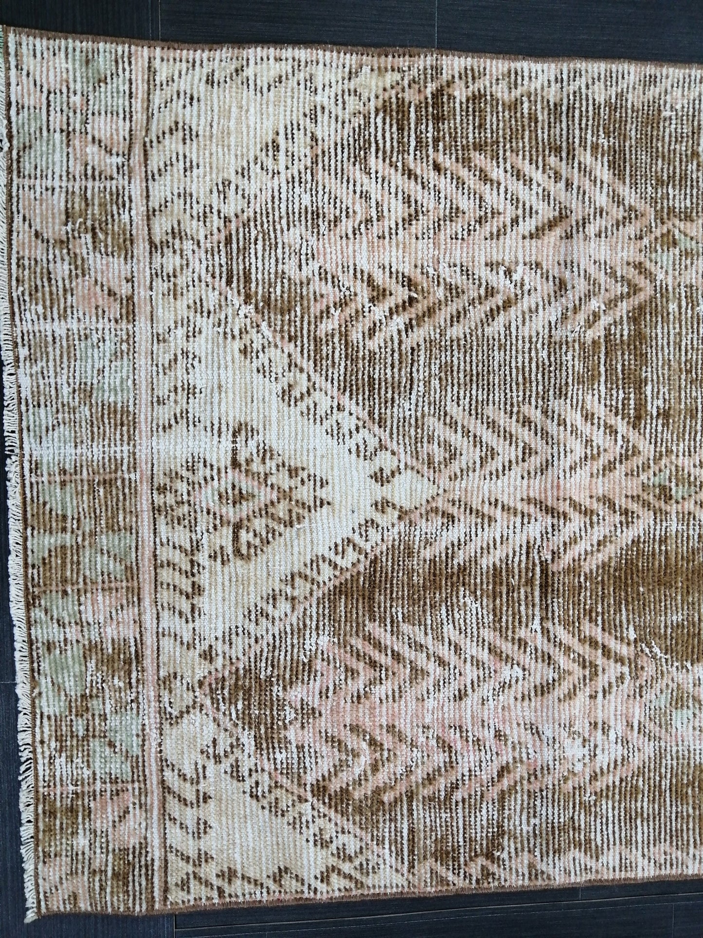 12 x 3.2 Muted Vintage Runner Rug Muted Hallway Runner Rug Kitchen Runner Rug Distressed Wool Runner Rug Wool Oushak Runner