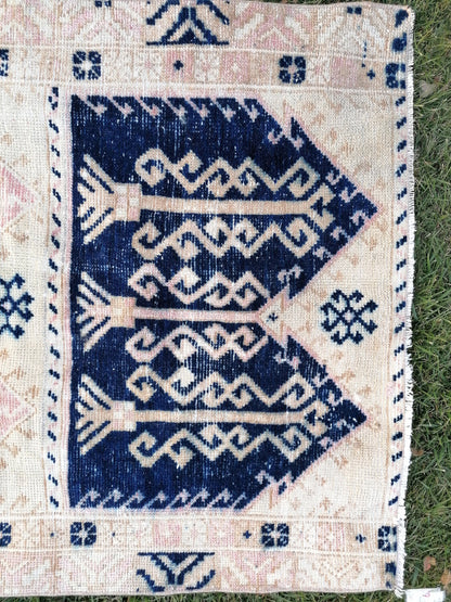 Oushak vintage rug vintage hand made rug 3'2x8'2 living room rug, area rug