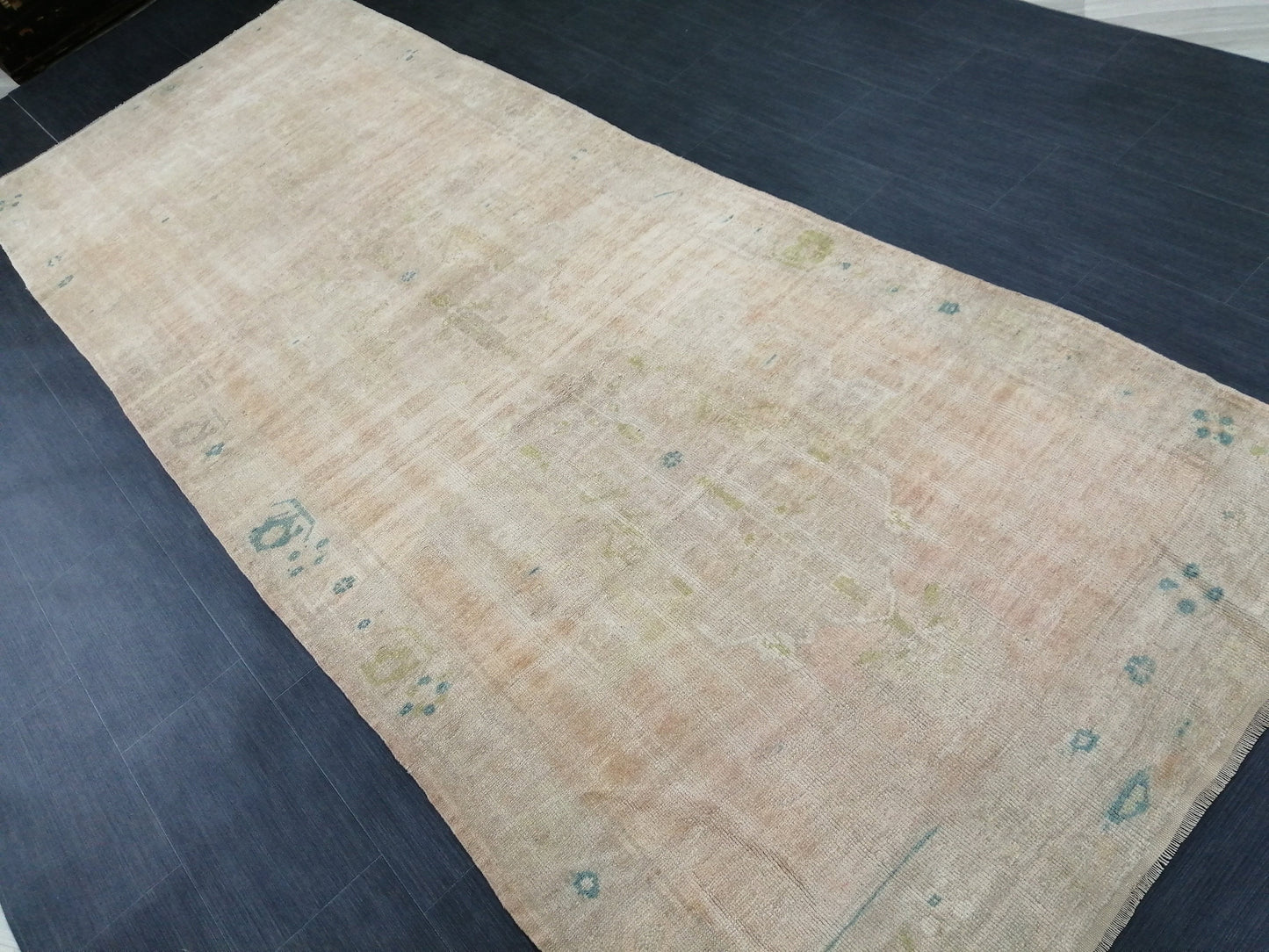 4.6 x 11.5 Muted Wool Runner Rug  Muted Oushak Runner Rug Turkish Runner Rug Vintage Runner Rug Hallway Runner Rug Kitchen Runner Rug