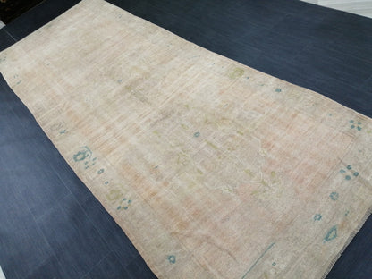 4.6 x 11.5 Muted Wool Runner Rug  Muted Oushak Runner Rug Turkish Runner Rug Vintage Runner Rug Hallway Runner Rug Kitchen Runner Rug