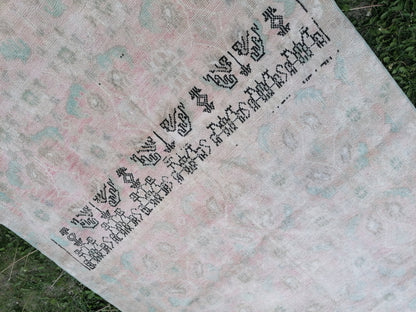 Turkish vıntage rug, oushak vintage rug 4'4x7'4 anatolian vıntage rug,wool rug