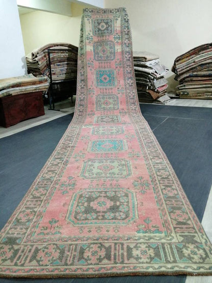 Extra Long OUSHAK Runner Very Long TURKISH Runner Rug 4.4 x 19.5 Vintage Runner Rug Vintage XL Oriental Runner Rug Staircase Runner rug