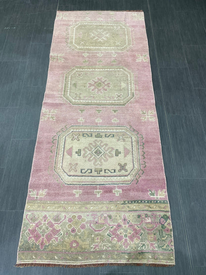 Short Oushak Runner Rug 3 x 7.5 Turkish Runner Rug Vintage Runner Rug Hallway Runner Rug Kitchen Runner Rug Wool Runner Rug Wool Oushak Rug