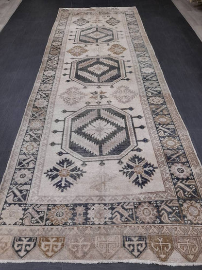 Muted Runner Rug Muted Turkish Runner Rug Vintage 4.5 x 13 Runner Rug Hallway Runner Rug Kitchen Runner Rug Oriental Runner Rug Wool Runner