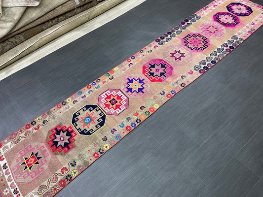 Long Oriental Runner Rug Turkish Runner Rug Vintage Runner Rug 2.7 x 13 Hallway Runner Rug Kitchen Runner Rug Wool Staircase Runner Rug