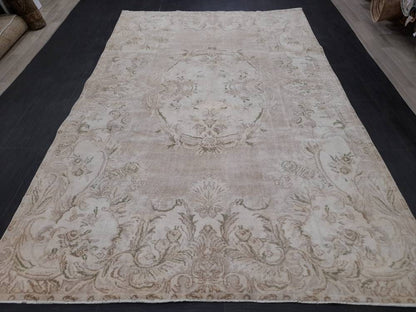 Muted Turkish muted Vintage Antique Rug Vintage Wool Muted Oriental Rug 6.3 x 9.8 Hand Made Rug Hand Knotted  Rug Neutral Wool on wool rug