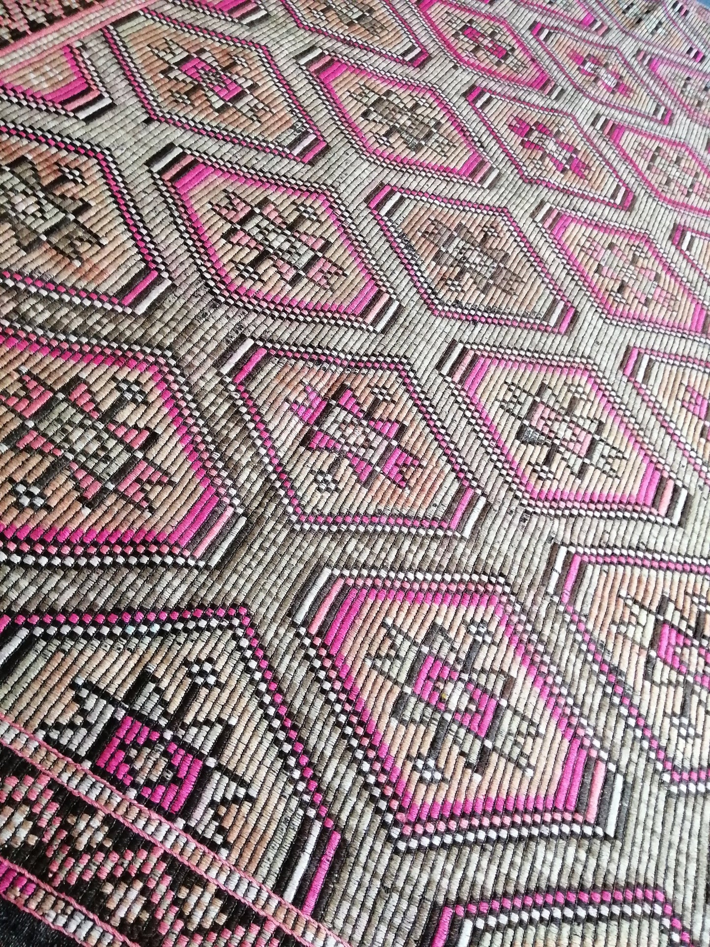 9 x 5.6 Flatwoven with Embroidery Rug TURKISH HAND MADE Rugs   Vintage Turkish Rugs   Oushak Rug  Vintage Oushak Rug, Wool Rug