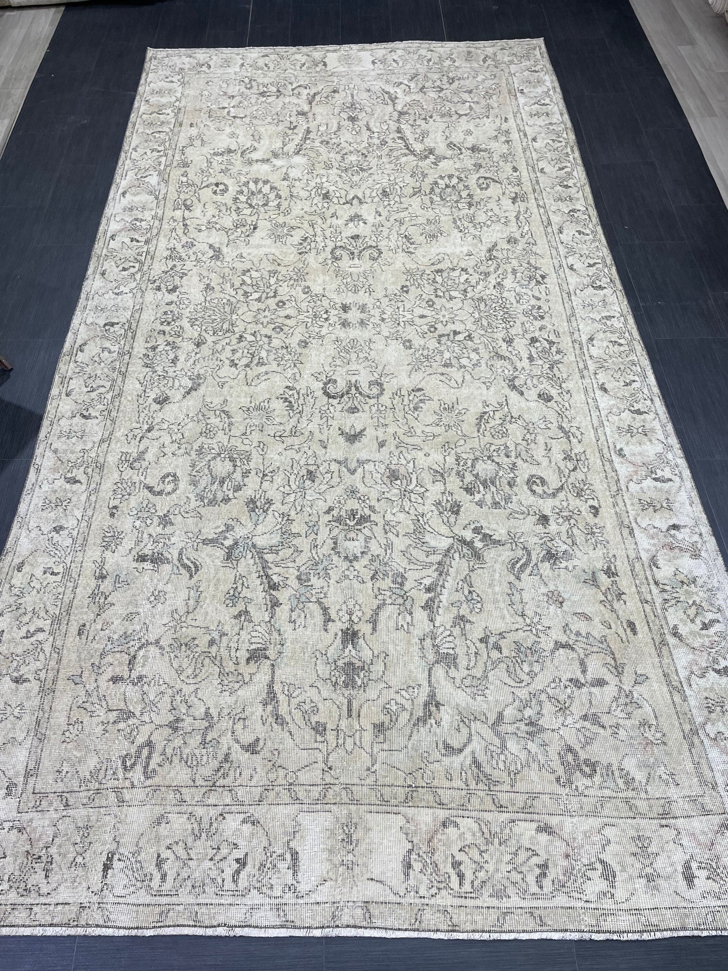 Vintage Rug TURKISH 6.2 x 12 Rug Handmade Rug Distressed Rug  Large Oushak Rug Oushak Rug, Wool Rug Hand Knotted Rug 6x12 ft