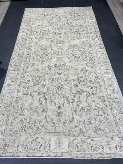 Vintage Rug TURKISH 6.2 x 12 Rug Handmade Rug Distressed Rug  Large Oushak Rug Oushak Rug, Wool Rug Hand Knotted Rug 6x12 ft