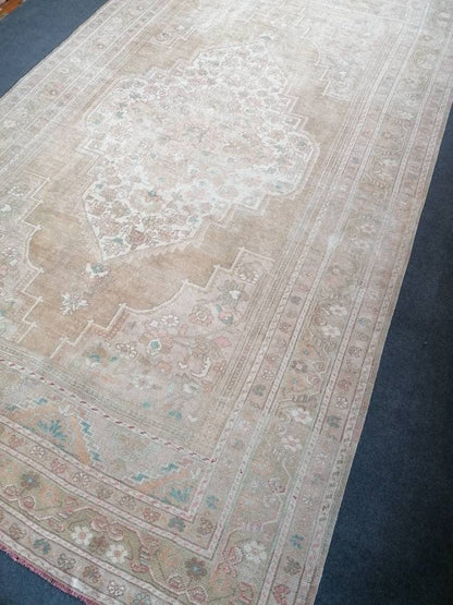 7x12'3 large oushak rug, pastel living room hand made rugs vintage turkish wool rug
