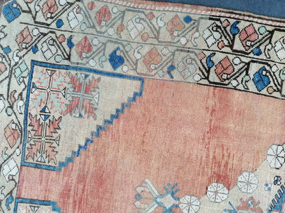 7'9x5'5 vintage turkish old rug, oushak vintage rug, distressed old rug, kitchen runner rug, vintage anatolian bohemian rug,