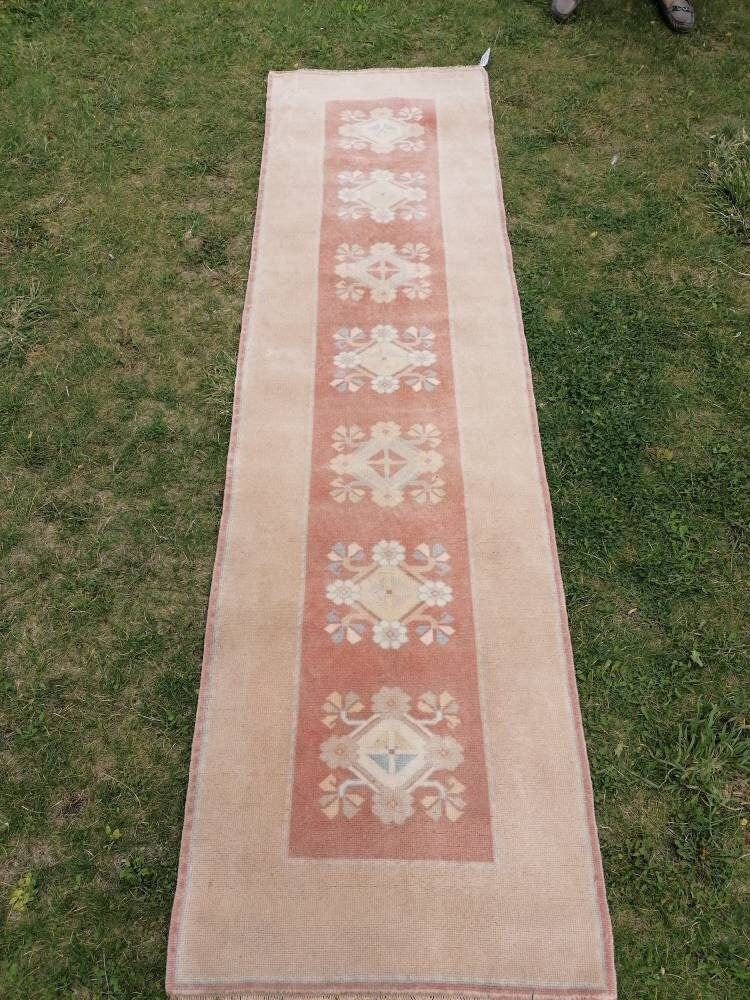 Hallway wool runner 2'5x8'8 turkish runner rug, vintage handmade runner rug, kitchen runner