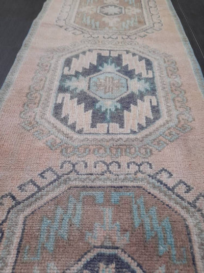 Vintage Runner Rug 3 x 11.6 Turkish Runner Rug Handmade Runner Rug Hallway Runner Kitchen Runner Rug Wool Runner Rug Oriental Runner