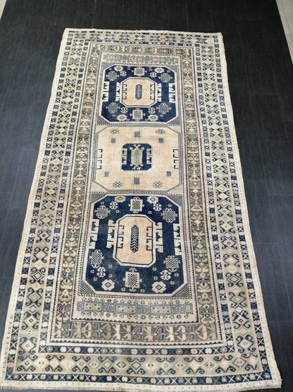 Vintage Rug, Unique Pattern Rug, 5by10 Oushak Rugs, 10x5 Hand Made Rugs,Turkish Rugs Navy Blush Green Rugs, Antique Rug, Fine Rugs