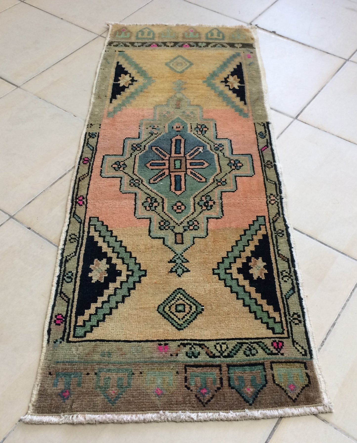 OUSHAK RUG TURKISH Oushak Rug Vintage Oushak Runner Rug Vintage Runner Rug Wool Oushak Rug Hand Made Rugs Vintage Turkish Rug