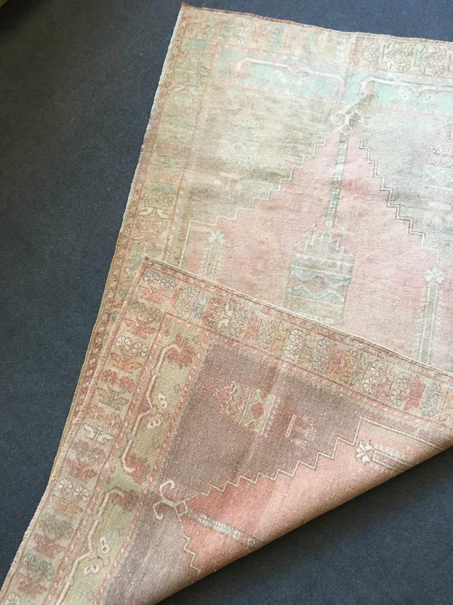 3x6 feet turkish oushak large rug, pastel vintage living room wide rug, muted handmade wool bedroom rug, kitchen area rug, bathroom area rug