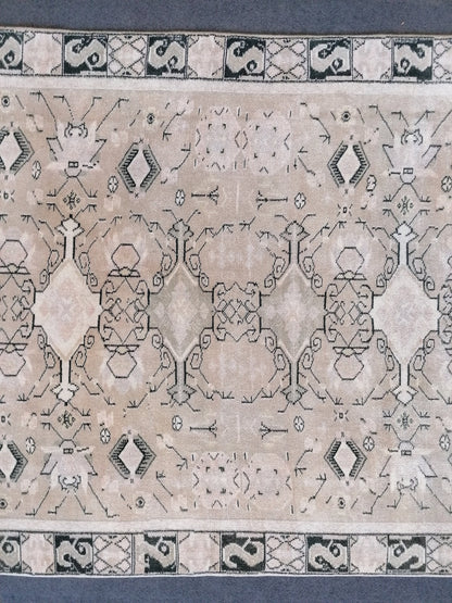 Pastel hand made rug, wool anatolian rug, vintage oushak rug, turkish rug 6x4'2 feet