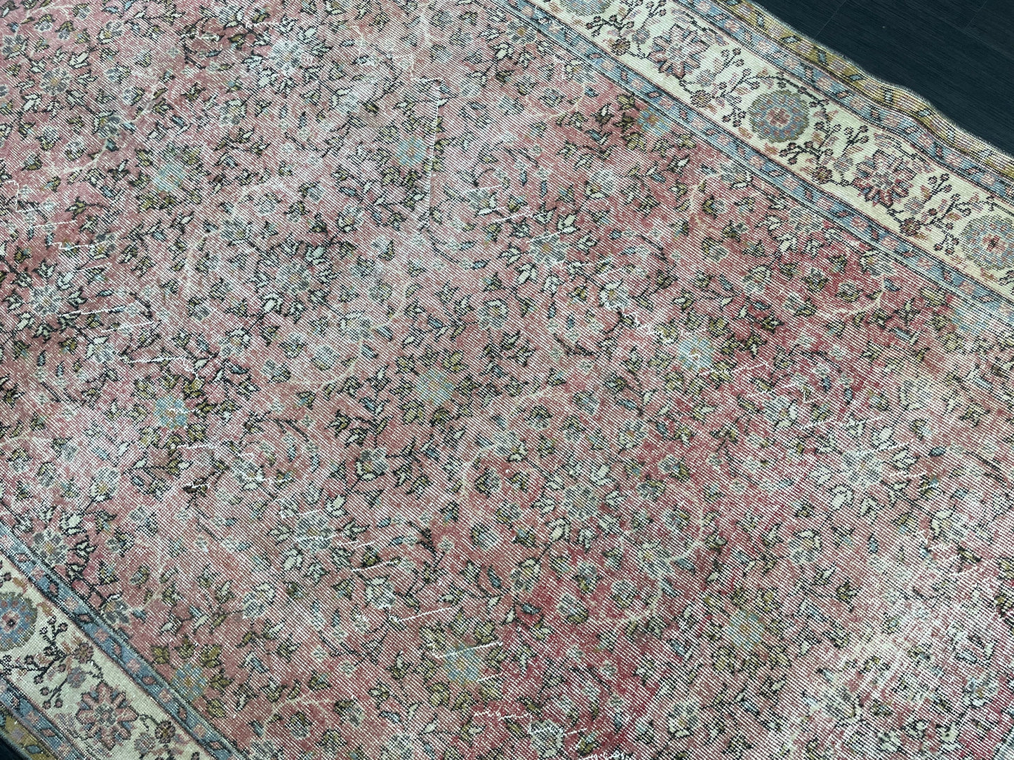 Oriental Vintage 6.6 x 10.6 Rug Vintage Hand Knotted Rug Wool Oushak Rug Hand Made Rugs Vintage Turkish Rug Persian Rug Distressed Rug