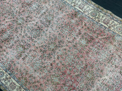 Oriental Vintage 6.6 x 10.6 Rug Vintage Hand Knotted Rug Wool Oushak Rug Hand Made Rugs Vintage Turkish Rug Persian Rug Distressed Rug