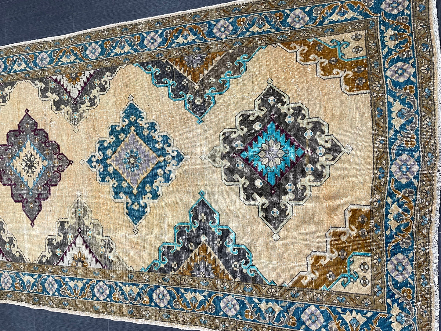 Vintage Handmade Vintage 5x13 Runner Oushak Runner Rug Turkish Runner Rug Vintage Runner Rug Star Kitchen Runner Natural Wool Runner