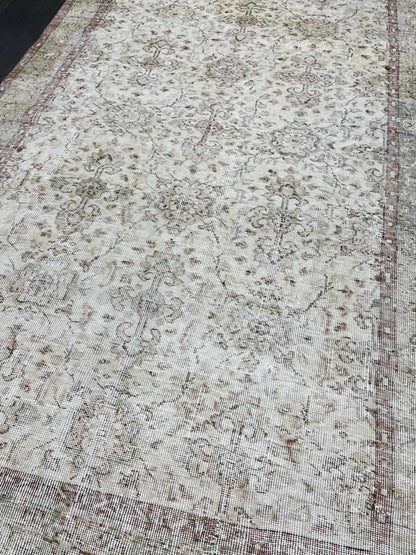 Muted Vintage Rug TURKISH Distressed Rug Vintage 5.3 x 8.7 Rug Oushak Rugs Muted Rug Turkish Oushak Rug, Vintage Oushak Rug Wool Rug