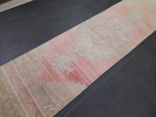 Muted Vintage Oriental Runner Rug 3 x 11 Turkish Runner Rug muted Vintage Runner Rug Hallway Runner Rug Kitchen Runner Rug Wool Runner Rug