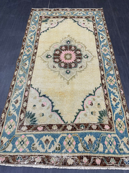 Handmade Oushak 3.5 x 6.7 Rug Handmade Rug Turkish Rug Hand Knotted Rug Muted Turkish Rug, Farmhouse Rug, Vintage Rug, Wool rug