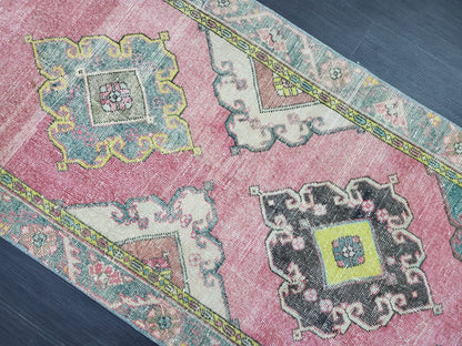 Vintage Rug,  TURKISH 3 x 6.2 HANDMADE Rug, Vintage Turkish Rug, Oushak Rug, Turkish Oushak Rug, Vintage Handknotted Rug, Wool Rug