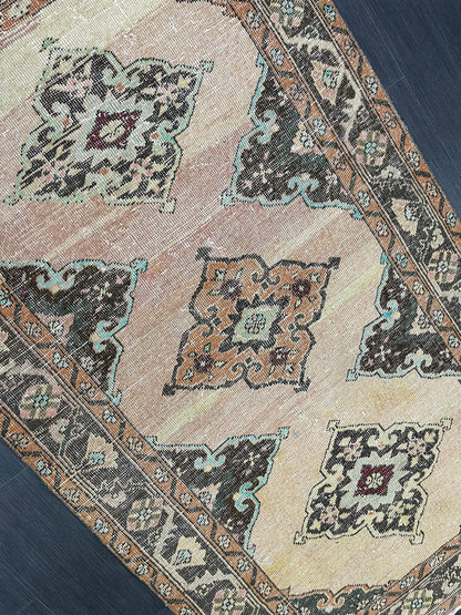 Handmade Turkish 3.8 x 6.5 Rug Handmade Rug Turkish Rug Hand Knotted Rug Muted Oushak Rug, Farmhouse Rug, Vintage Rug, Wool rug