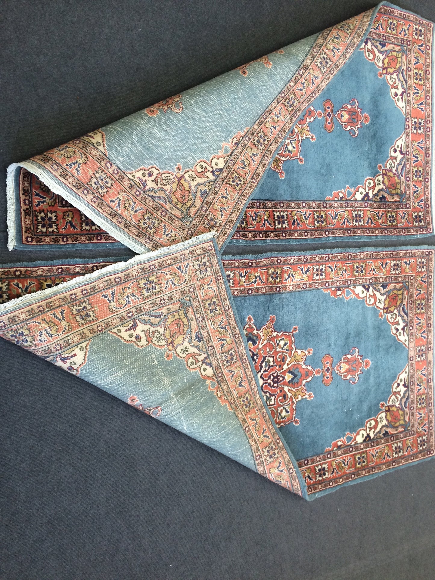 Blue Rugs, TWIN TURKISH  Runner RUG , bold colors Rug,Classic Rug,Oushak Rug, Hand woven Rug, Wool Oushak Rug, Farmhouse Rug