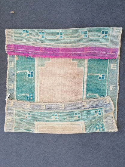 Shaggy turkish hand made rugs 5x3'4 vintage green rugs, high pile wool rug, turkish oushak rug, vintage oushak rug, wool rug