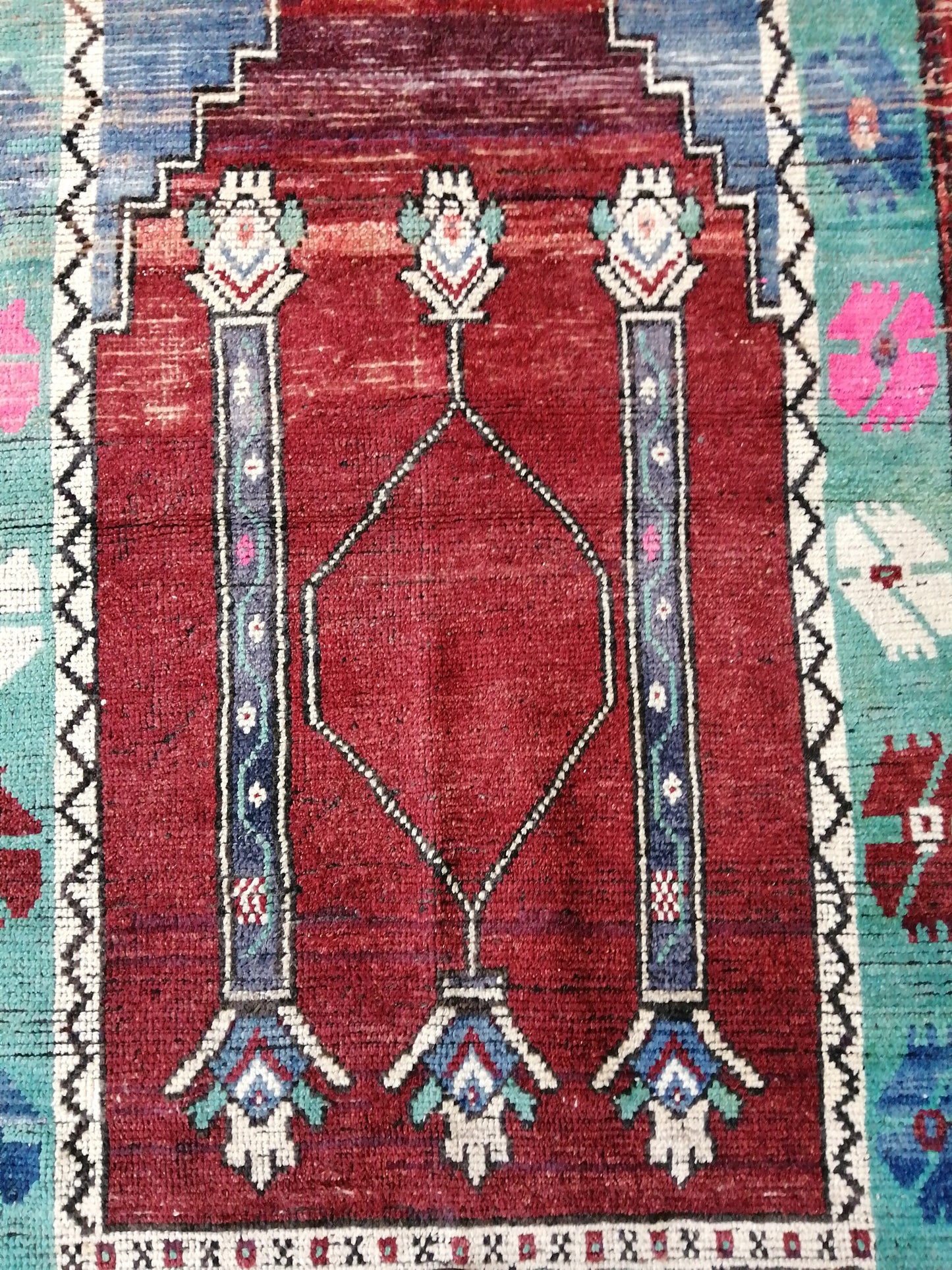 OUSHAK RUG TURKISH Rug Floral Low Pile Tulu Rug  Oushak Runner Rug Vintage Shaggy Rug Wool Oushak Rug Hand Made Rugs Vintage Turkish Rug