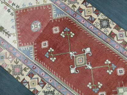 3 x 6.9 Oriental Runner Rug Muted Turkish Runner Rug Short Vintage Runner Rug Hallway Runner Rug Muted Runner Rug Wool Runner