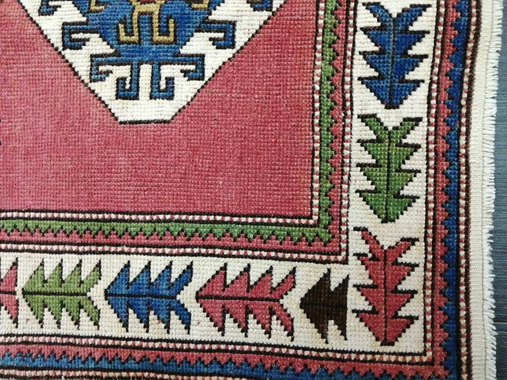 3.4 x 4.4 Vintage Rug Hand Made Rug, Oushak Rug, Soft wool Rug, Rug Fun Rug Turkish Rug, Farmhouse Rug, Vintage Wool Carpet Oriental Rug