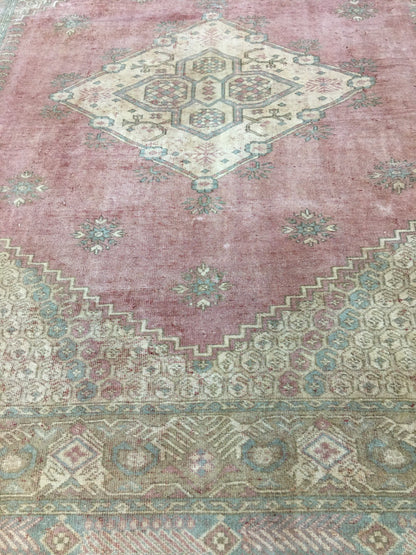 TURKISH Rug Vintage 6.6 x 8.5 Oriental Rug Vintage Persian Rug Blue OUSHAK RUG Oushak Rug Hand Made Rug Vintage Excellent Condition Rug