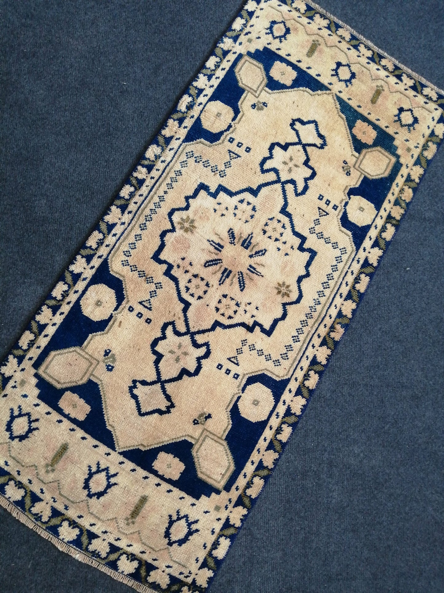 Small Turkish Rug Bathroom Rug Vanity Rug Powder Room Rug Hand Knotted Rug Oushak Rug Hand Made Rug Vintage Rug Door Mat