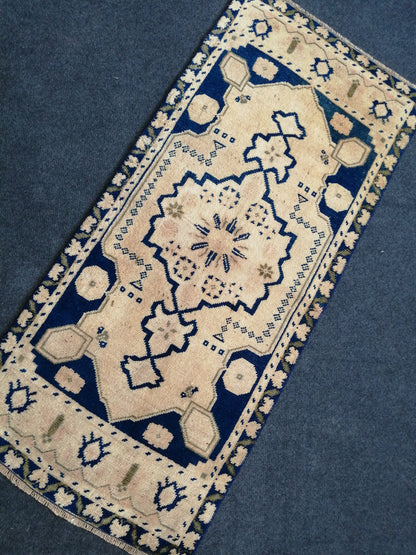 Small Turkish Rug Bathroom Rug Vanity Rug Powder Room Rug Hand Knotted Rug Oushak Rug Hand Made Rug Vintage Rug Door Mat