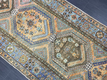 WOOL Oushak Runner Rug Turkish 4.4 x 12.4 Runner Vintage Runner Rug Hallway Runner Rug Kitchen Runner Rug Wool Runner Rug Wool Hand Knotted