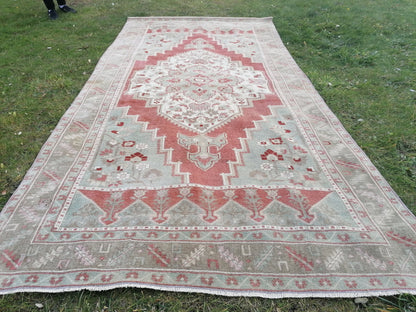 Oushak rug 5x10 vintage knotted wool rug,area rug,living room rug