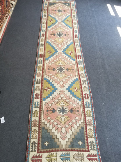 12'2x3' oushak runner rug,runner rug,turkish runner rug vintage rug vintage oushak rug,hand made runner rug, kitchen runner rug bohemian rug