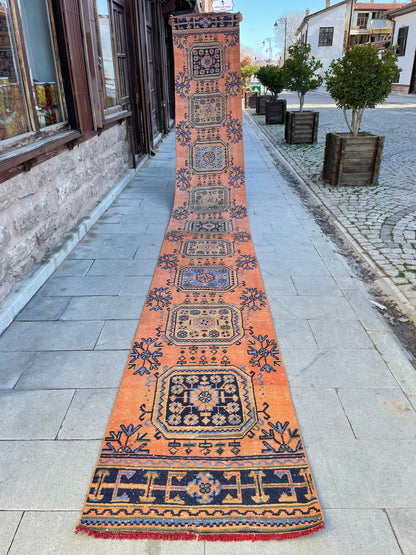 XL Long Handmade Runner Rug 2.6 x 19.7 Long TURKISH Runner Rug Vintage Runner Rug Oriental Runner Rug Staircase Runner Hand Knotted Runner