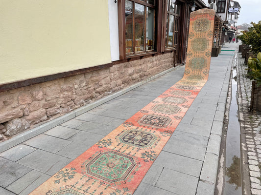 Vintage Staircase Runner Rug 2.5 x 33 ft Extra Long TURKISH Runner Rug Vintage Runner Rug Distressed Runner Rug  Runner Hand Knotted Runner