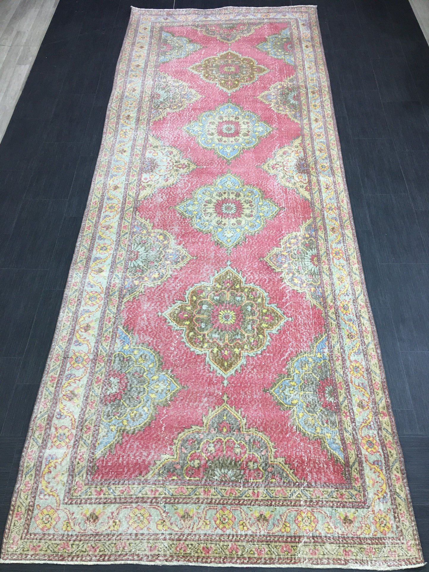 Vintage Handmade Runner 5 x 13 Vintage Runner Hand Knotted TURKISH Runner Vintage Runner Distressed Vintage Persian Muted Runner Rug