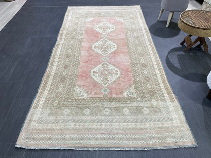 Vintage RUG, TURKISH 4.2 x 8.5 Rug,  Vintage Handmade Rug, Wool Hand Knotted Rug, Hand Made Rug Quality Turkish Rug