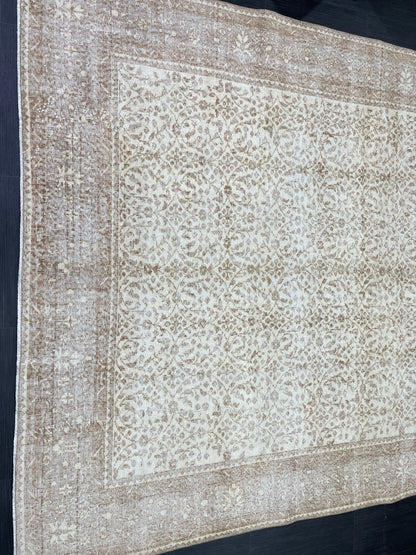 Muted Persian RUG 6.7 x 10 Turkish Oushak Rug Neutral Antique Rug Vintage Rug Wool Muted Oriental Rug Handmade Rug Hand Knotted Rug