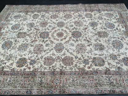 Floral Vintage Rug OUSHAK 7 x 9.8 TURKISH Rug Oriental Vintage Wool Rug Hand Made Rugs Vintage Turkish Rug