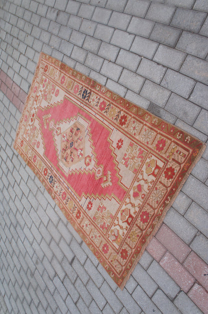 Vintage Turkish  Rug, Turkish Rug,  Oushak Rug, Bohemian  rug, Hand Made Rug, Earth tones Rug, Wool  rug, Kitchen Rug, Vintage Rug