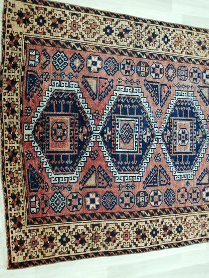 4.8 x 10 Runner RUG Navy Blue Vintage Persian Rug TURKISH Oushak Rug Vintage Runner Rug Vintage Runner Rug Wool Oushak Rug Hand Made Runner