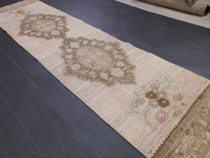 Vintage Runner Rug 2.8 x 11.4 Turkish Runner Rug Handmade Runner Rug Hallway Runner Kitchen Runner Rug Wool Runner Rug Oriental Runner Rug